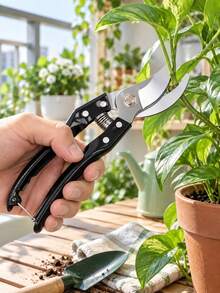 Steel Pruning Shears, Black Handle, Spring-Assisted Opening And Closing, Sharp Curved Blade, Handheld Garden Scissors, Suitable For Fruit Trees, Shrubs, Flowers And Small Branch Pruning - A - View 6