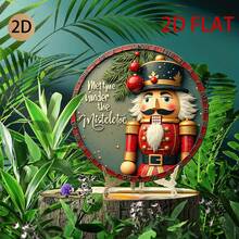 [2D Datar] Papan Nama Liburan Bulat Bertema Mesin Kue, Gaya Vintage dengan Elemen Natal, Sempurna untuk Dekorasi Rumah atau Tempat Liburan (Posisi Lubang Acak) - A - View 5