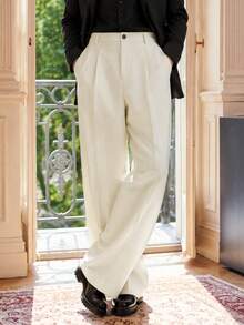 Officeau Men's White Wide Leg Suit Pants, Tuxedos For Wedding/Evening Wear, Gift For Father/Husband - Khaki - View 2