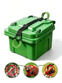 Outdoor Raccoon Trash Can Lock Strap, Double Claw Hook, 28-96 Gallon Adjustable Rust-Proof Coated Trash Can Elastic Rope Strap, Hook-Style, Heavy Duty Secure Lid Straps For Garbage Can, Yard, Garden, Camping, RV, BBQ, Patio, Farm, Campsite - Multicolor - View 2