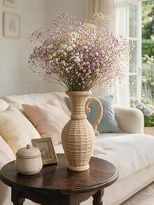 Heart-Shaped Hollow Pattern Woven Texture Vase Decor, Bohemian Farmhouse Style Decorative Vase For Dried Flowers, Rustic Desktop Ornament, Housewarming Gift - 1PC - View 8