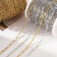 1m Stainless Steel Oval Chain Square Frame Embossed Chain Handmade Chain Suitable For DIY Necklace Bracelet Jewelry Accessories - Stainless Steel Chain - View 4