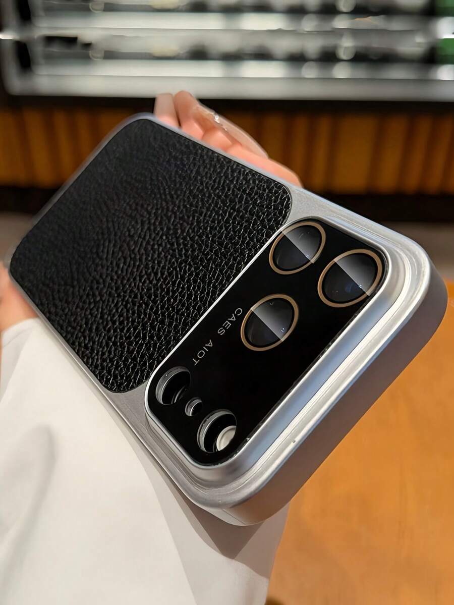 Luxury Lychee Pattern Faux Leather Large Window Phone Case Compatible WIth IPhone 18 Pro Max 18 Pro 17Pro Max 17Pro 17 16Pro Max 16Pro 15Pro Max 15Pro 13Pro Max 14 Pro 16 15 14 13 Lens Protection Shockproof Back Cove