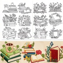 Pre-Printed Embroidery Pattern Paper, Self-Adhesive Water-Soluble Stabilizer Set, Includes Floral & Botanical Designs - A - View 19