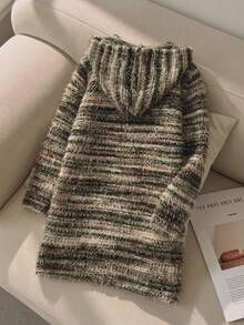 Tween Girls Clothes Vintage Fuzzy Long Sleeve Cardigan Multi Color Striped Elegant Comfortable Outerwear Mid Length Open Front Knit Coat For Autumn - Multicolor - View 5