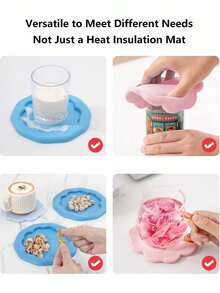 YIYOUJIA EASY YOUR HOME 2-In-1 Detachable & Stackable Thick Silicone Heat-Resistant Mat, Anti-Scald High-Temperature Resistant Kitchen Pot Pad, Cup Coaster, Bowl Mat. Kitchen Utensil Kitchen Handle, Small Size Can Be Used As Heat-Resistant Silicone Glove. Thickened Non-Slip Minimalist Pattern, Washable And Dishwasher , Easy To Clean And Store. Plate, Hot Soup, Baking Countertop Protection Mat, Home, Restaurant, Dorm Dining Table Heat-Resistant Mat. Effectively Protects Tabletop, Multi-Functional Pot Pad, Bowl Mat, Plate Mat. Household Kitchen Countertop Protection Mat, Kitchen Anti-Scald Tool. - View 10