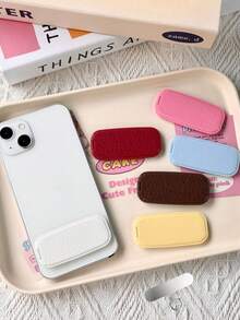 Cute PU Material Phone Stand With Mirror, Foldable Multi-Color Phone Back Clip Stand, Phone Lanyard Metal Clip Sticker, Portable Makeup Mirror Phone Ring Holder, Suitable For Selfie And Daily Makeup, Multi-Function Phone Stand/Back Sticker, Best Gift For Friends - Multi-color - View 6