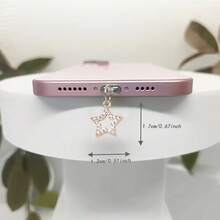 1pc Shiny Rhinestone Star Phone Dust Plug, Fashionable Plug, Design, Durable Protective Cover, Gift For Girls, Essential For Smartphone Users - Gold - View 4