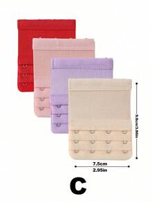 3/4pcs Bra Extender Set (Extended Type), Lingerie Accessory, Elastic Band, Adjustable, Bra Extender, Bra Back Hook - Multicolor - View 9