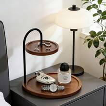 Double-Layer Wooden & Iron Storage Tray, Desktop Decor Display Stand, Suitable For Jewelry, Cosmetics, Keys, Perfume, Bedroom Vanity Countertop Organizer - View 8