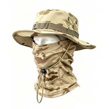2pcs Unisex Sun Hat Bucket Hat UPF 50+ Jungle Hat + Camouflage Face Mask, Foldable, Hiking, Beach, Fishing, Summer, Hunting - Multicolor - View 8