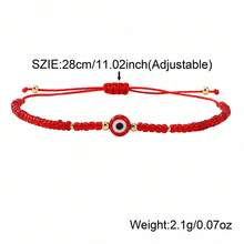 1PC Fashionable Minimalist Evil Eye Bracelet, Red Beaded Bracelet, Adjustable Bracelet, Lucky Gift, Birthday Gift, Blessing Gift - Multicolor - View 5