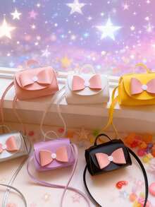 1pc New Bowknot Girl Crossbody Coin Purse PU Leather Handbag Shoulder Bag Teen Mini Small Bag - A - View 2