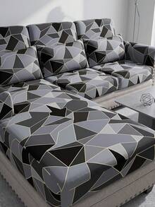1pc Geometric Print Milk Silk Sofa Cover, High Elasticity Washable Sofa Cover, All Season Use, Suitable For Patio, Garden, Poolside And Various Occasions, Sold Individually, Sofa Cover Protector, Fits 1/2/3/4 Seater Sofa - Multicolor - View 8