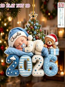 Personalized "First Christmas" Ornament -- 2026 Customizable Name Ornament -- Christmas Keepsake -- New Parents Gift -- Holiday Decoration/Hanging Ornament - Multicolor - View 7