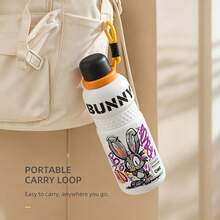 QWE Portable Insulated Water Bottle 600ML 316 Stainless Steel Inner Liner PP Lid With Lanyard Stylish Insulated Cup For Students Sports Outdoor Use - Black and White - View 9