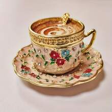 1pc Exquisite Mini Coffee Cup Shaped Jewelry Box, Ring Box & Accessory Storage Box For Rings And Earrings, Cute Desktop Decor Ornament Gift, Small Keepsake Organizer Box Suitable For Vanity Drawer Travel, Portable Jewelry Box For Women, Teens And Adults - Multicolor - View 2