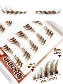 Sibeuna 10 Pairs Self-Adhesive Brown Half-Length Cat Eye False Eyelashes, Brown Tone Natural Thick Style, Dark Coffee Color, Transparent Stem, Outer Corner Style, Autumn Eyelashes, Suitable For Beginners, Back To School Travel Essential - Brown - View 5