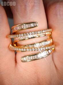 1pc Elegant Cubic Zirconia Ring For Women, Wedding Engagement Party Jewelry, Valentine's Day Gift - Yellow Gold - View 6