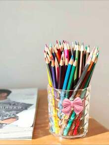 1pc Fashion Diamond Texture Bow Makeup Brush Holder - Lightweight, Suitable For Cosmetics And Bathroom Decor Countertop Storage - Multicolor - View 5
