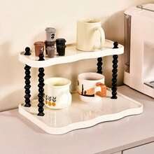 1pc Multi-Functional Storage Rack, Exquisite Double/Triple Layer Design, Bathroom Cosmetic Organizer Rack/Cosmetic Storage Rack, Bathroom Accessories Cosmetic Rack, Kitchen Desktop Cup Holder, Room Decor Furniture Jewelry Storage Rack - Beige - View 6
