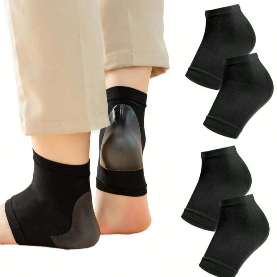 4 đôi tất gót chân silicone dưỡng ẩm và cấp ẩm, làm dịu gót chân khô nứt, tất nửa bàn chăm sóc gót chân, unisex
