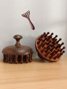 1pc Deer Horn Comb, Thick Tooth Scalp Massage Comb, Wide Tooth Hair Wash Comb, Compact And Portable - Brown - View 8