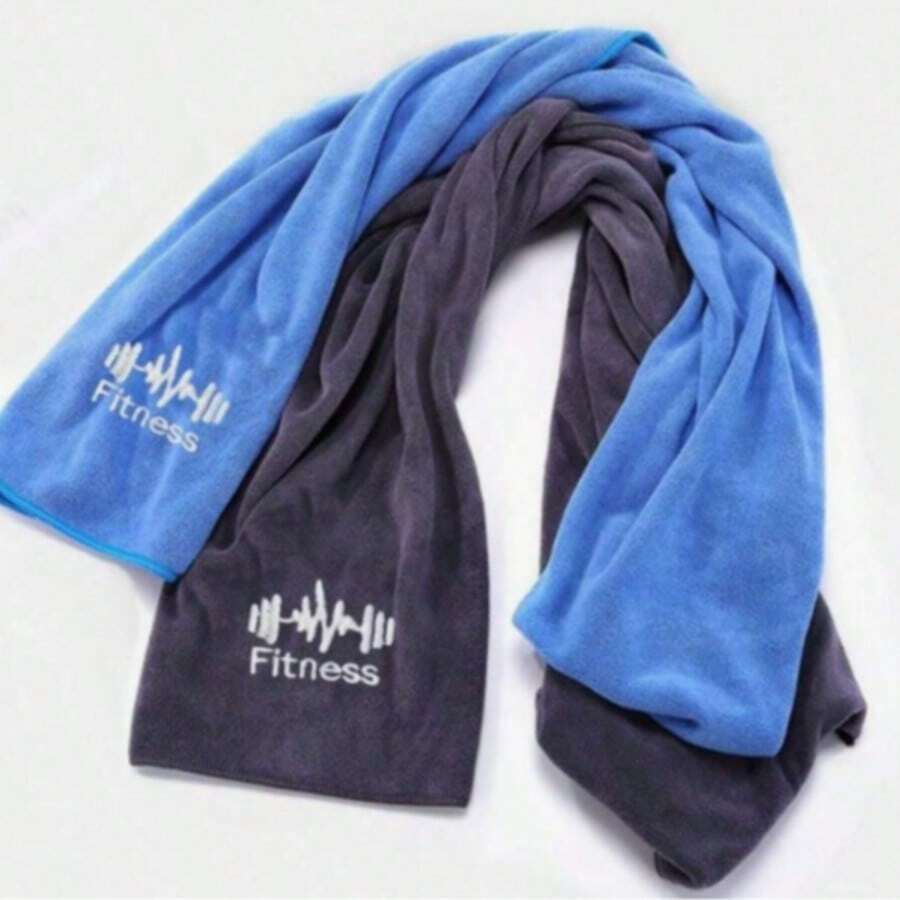 1pc Embroidered Fitness Graphic Gym Towel, Microfiber Quick Dry Super Absorbent Sports Towel, Lightweight Portable Sweat Towel For Workout, Yoga, Camping, Running, Outdoor - Multicolor - View 1