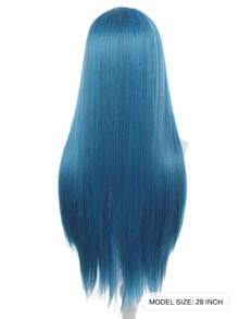 1 Piece Synthetic Heat-Resistant Straight Hair 28 Inch Long Straight Mint Blue Wig Middle Part Bangs Natural Looking Soft Heat Resistant Wigs For Party Daily Use, Halloween - Multicolor - View 5