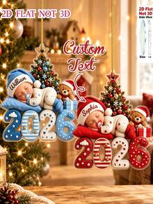 Personalized "First Christmas" Ornament -- 2026 Customizable Name Ornament -- Christmas Keepsake -- New Parents Gift -- Holiday Decoration/Hanging Ornament - Multicolor - View 1