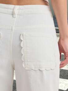 Women's Casual Versatile White Wide Leg Jeans - White - View 7