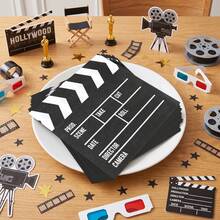 20/40pcs Movie Clapperboard Napkins, Movie Clapperboard Theme Party Decorations, Suitable For Birthday Theme Parties - Multicolor - View 2