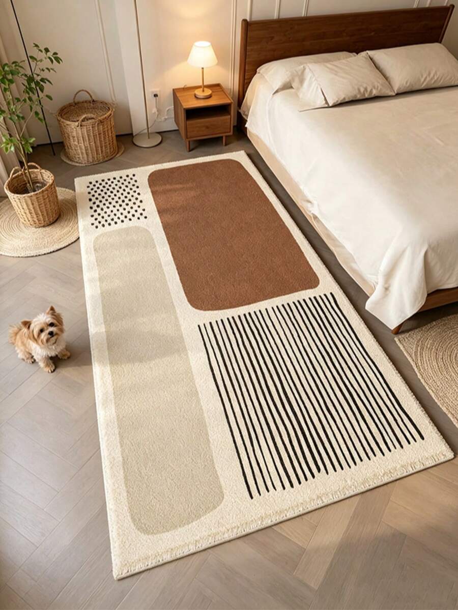 1pc Color Block Line Pattern Decorative Rug, Floor Mat, Carpet, Living Room Rug, Bedroom Rug, Universal Rug, Doormat - Multicolor 3 - View 1