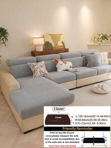 1pc Luxury Chenille Sofa Cushion Cover, Bubble Texture Neutral Color Sofa Cover, Soft And Comfortable Home Decor, Suitable For Living Room, Non-Slip Bottom, Pet-Friendly, Machine Washable, Fits 1/2/3/4 Seater Sofa - Light Grey - View 13