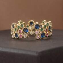 Creative Vintage Asymmetrical Multicolor Women's Ring, Exquisite Jewelry Accessory Suitable For Holiday Party Wear - Gold - View 5