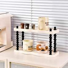 1pc Multi-Functional Storage Rack, Exquisite Double/Triple Layer Design, Bathroom Cosmetic Organizer Rack/Cosmetic Storage Rack, Bathroom Accessories Cosmetic Rack, Kitchen Desktop Cup Holder, Room Decor Furniture Jewelry Storage Rack - Beige - View 14