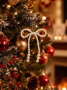 1/6 buah Hiasan Gantung Pita Mutiara Natal, Dekorasi Pohon Natal, Pita Tali Kepang, Cocok untuk Karangan Bunga, Pembungkus Kado dan Dekorasi Pernikahan, Ornamen Natal - beraneka warna - View 6