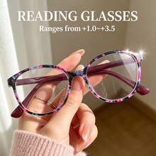 3pcs/5pcs Oval Fashion Women's Reading Glasses, Colorful Floral Frame, Design, Premium PC Frame With Comfortable Spring Temples, Suitable For Daily Office Use, Women's Reading Glasses Combo Pack - 2 Purple + 2 Brown + Blue - View 3