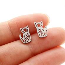 1Pair Stainless Steel Cat Earrings ,Cute Kitten Stainless Steel Earrings For Women/Men Lovely Fashion Animal Jewelry Pet Lover Gift - GED248 - View 6