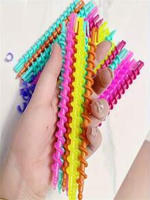 20-Piece Set Of Spiral Curlers For Long Hair (Random Colors) – DIY Hair Styling Tools, Hair Accessories For Women And Stylists - Multicolor - View 6
