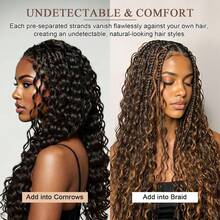 VALLBEST Crochet Human Hair Water Wave Lightweight Knotless Feather Extension Pre Separated Jerry Curly Handmade Bundles Full Invisiable Knot With String 16Inch 120g 100Strands - Natural Black - View 5