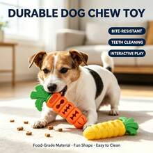 1pc Carrot Dog Chew Toy, Durable For Small And Medium Puppies, Spiral Lock Treat Dispenser - Multicolor - View 5