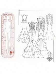 1pc Fashion Design Ruler, Clothing Design Human Body Template Ruler, Design Specialized Tool, Women's Wear Design Dynamic Human Body Ruler, Sketch Model Effect Template, Creative Transparent Acrylic Ruler, Paired With Minimalist Scale Plastic Drafting Ruler - Single Piece - View 5