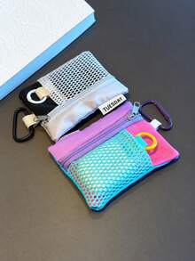 Super Useful Mini Coin Purse With Phone Lanyard, Multi-Functional Card Holder, Keychain, Earphone Pouch, Portable Small Square Bag,Makeup Organizer,Room Décor - Multicolor - View 4