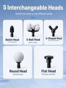 Portable Mini Massage Gun, Deep Tissue Muscle Massager With 5 Interchangeable Massage Heads, Rechargeable Handheld Percussion Massager For Body, Neck, Back Pain Relief And Fitness Relaxation - View 8