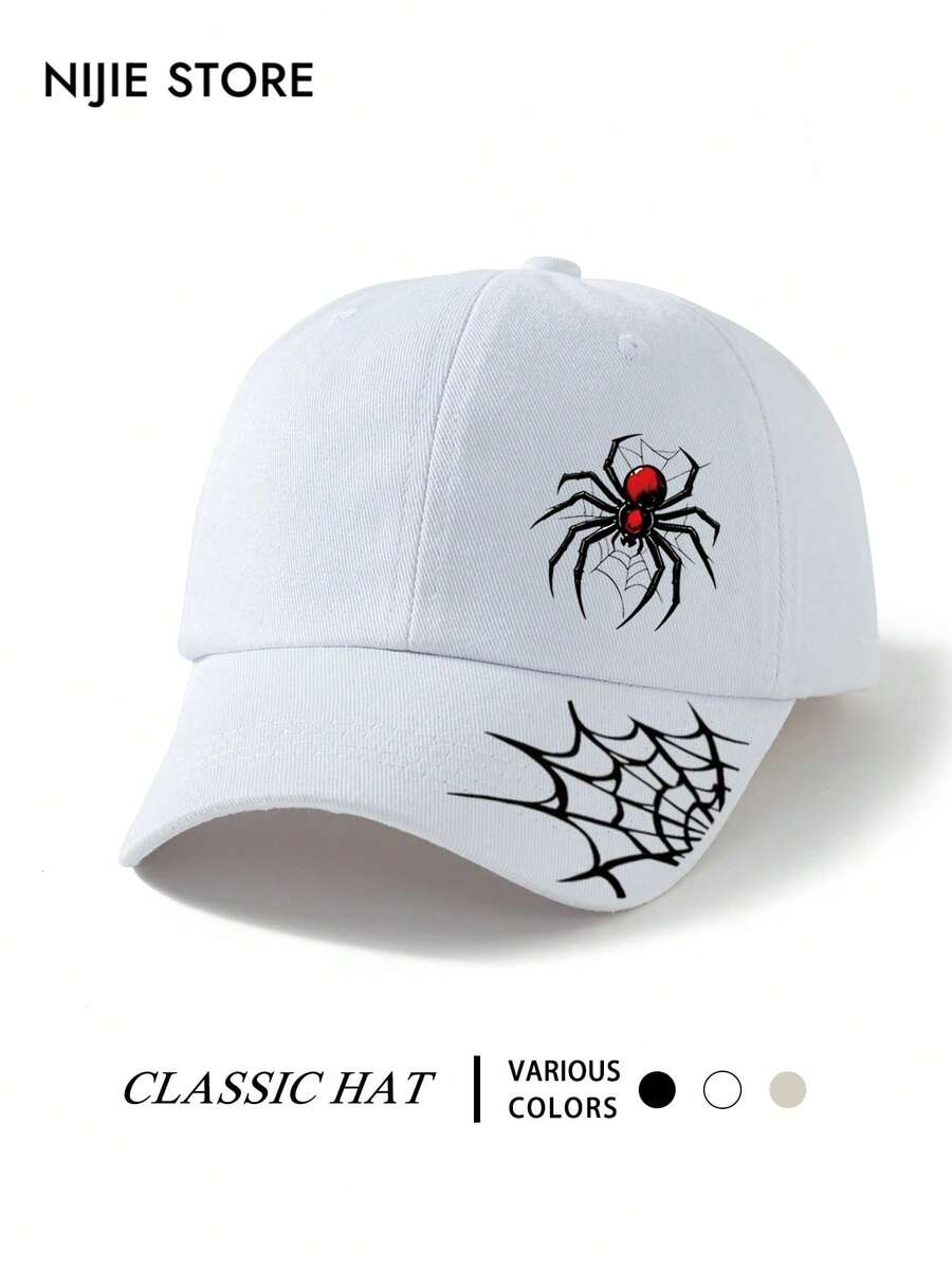1pc/3pcs Spider Print Baseball Cap, Classic Fashion Style Baseball Cap, Soft Sweat-Absorbing Band, Adjustable Size, Lightweight Sun Protection Hat, Multi-Purpose Classic Style, Suitable For Outdoor Sports, Daily Wear, Parties And Vacation Occasions, Perfect Gift For Friends And Family - A - View 1