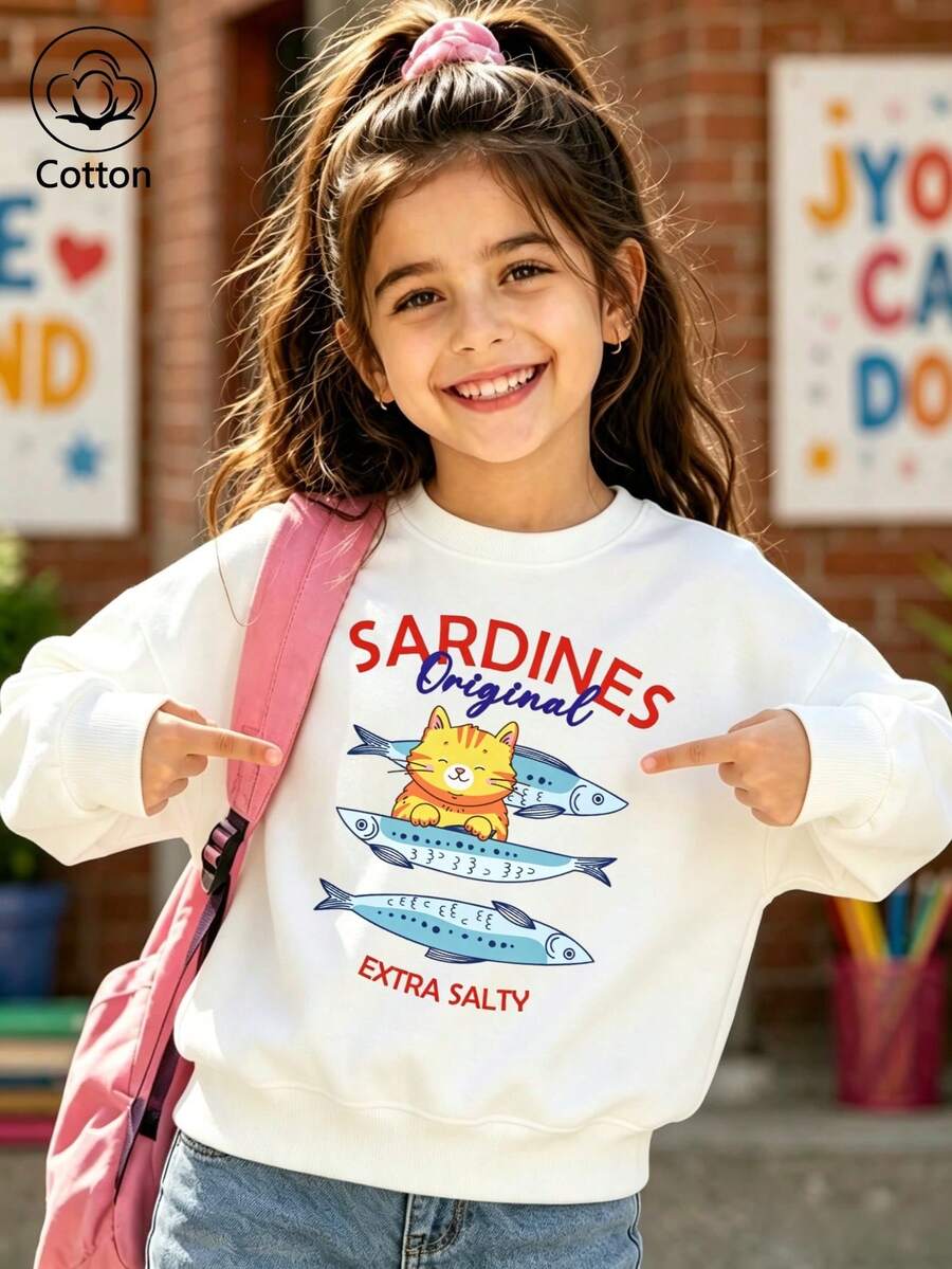 SARDINES Kitten Sardine Cartoon Design - White - View 1