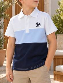 3 件装青少年/儿童经典休闲刺绣马 Polo 衫，适合日常活动、团体旅行、聚会、户外等。 - 彩色 - 查看 2