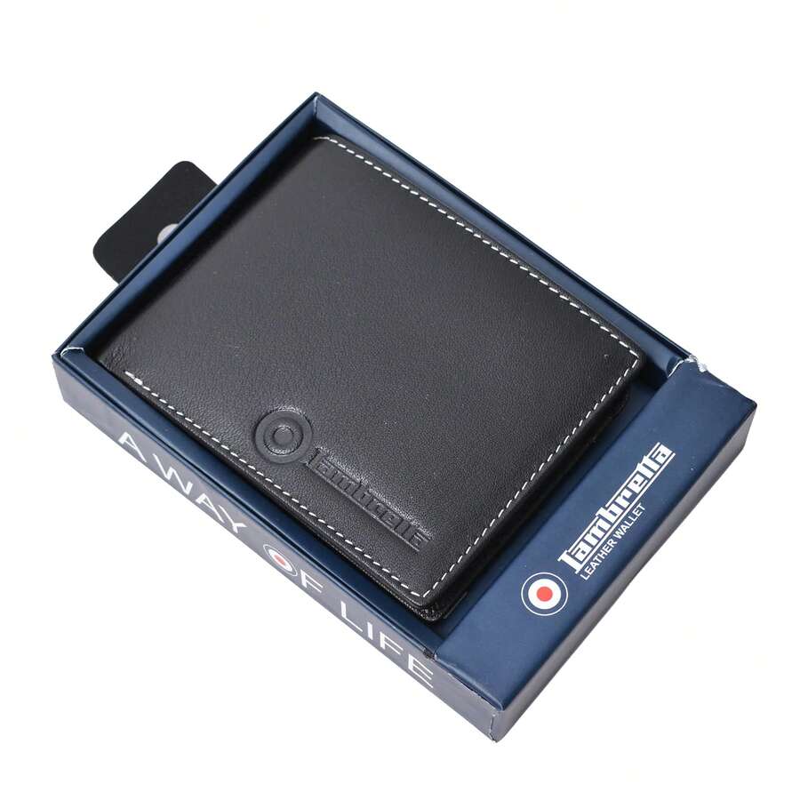 Lambretta Logo Leather Wallet - Black - View 1