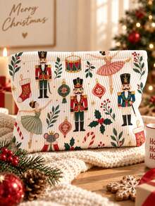 New Black & Pink Nutcracker Pattern Makeup Bag | French Print Travel Organizer Bag | Travel Essential | Pool Essential | Toiletry Bag | Pool Storage Bag | Mother's Day Gift | Teacher's Day Gift | Suitable For Moms, Teachers, Friends And Nurses | Home Essential | Graduation Gift | Easy To Clean Design | Portable Makeup Bag - Multicolor - View 2